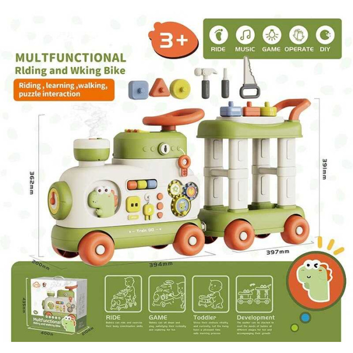 Ходунки-каталка T 921 A+ піаніно з режимами гучності звук підсвітка сортер рухомі елементи парогенерація інструменти в коробці