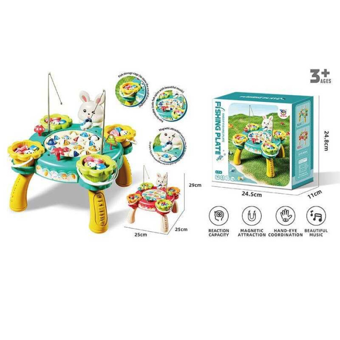 Магнітна риболовля для дітей столик 20258 зі звуком магнітні тваринки вудочки відерця обертається 29 см