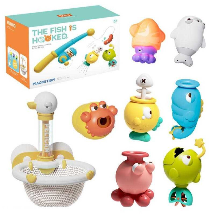 Гра для ванни рибки сачок присоски в коробці дитяча іграшка YB 17716
