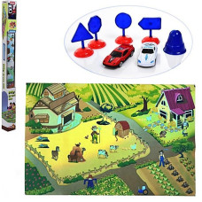 Килимок для малюків Ферма з машинками і дорожніми знаками 120*80см