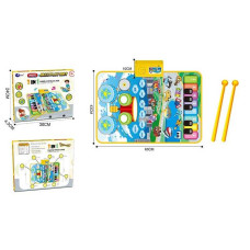 Килимок музичний 757-80 звук клавіші музичні інструменти транспорт барабани барабанні палички зміна гучності запис ритмічна музика в коробці