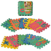 Килимок-пазл EVA алфавіт укр і цифри 10 дітей 30*30 см товщина 9 мм в плівці 30*30*85 см