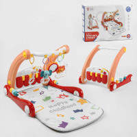 Ходунки 2в1 HE 0634 игровой музыкальный коврик пианино 4 погремушки с прорезывателем зеркальце
