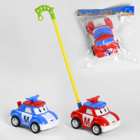 Каталка 198-20 Машинка 2 кольори на палиці з пискавкою в пакеті