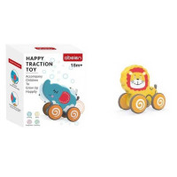 Каталка 58070-78 “Тваринка” пластикова рухомі елементи прорезинені колеса шнурочок