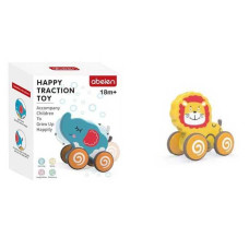 Каталка 58070-78 “Тваринка” пластикова рухомі елементи прорезинені колеса шнурочок