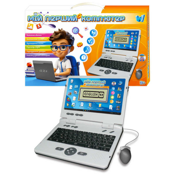 Ноутбук 88777 WToys ОЗВУЧЕННЯ УКРАНГЛ МОВОЮ літери цифри пісні казки загадки вікторина рк екран функцональна мишка WToys