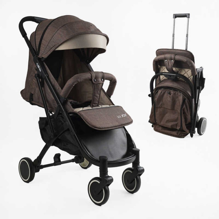 Візок прогулянковий дитячий JOY Vittoria 71055 колір КОРИЧНЕВИЙ ЛЬОН рама алюмінієва футкавер телескопічна ручка Joy