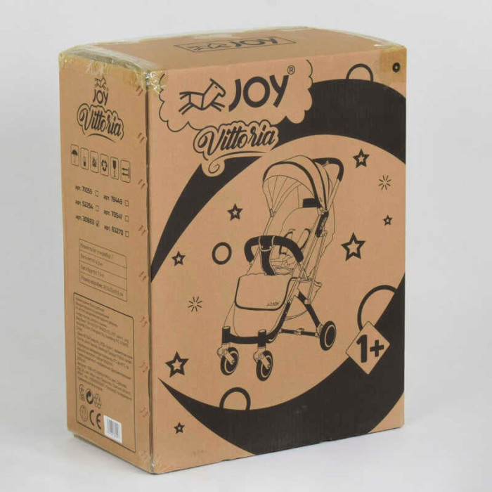 Візок прогулянковий дитячий JOY Vittoria 71055 колір КОРИЧНЕВИЙ ЛЬОН рама алюмінієва футкавер телескопічна ручка Joy