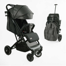 Візок прогулянковий дитячий JOY Fabiana FB-76619 колір ТЕМНО-СІРИЙ рама сталева футкавер підсклянник телескопічна ручка Joy