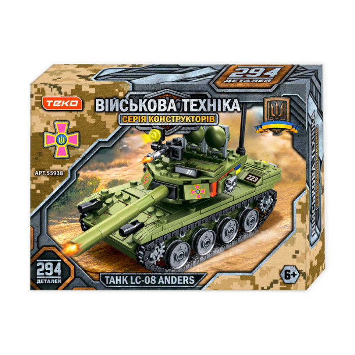 Конструктор “Военная техника” 55938 Teko 294 детали танк “LC-08 Anders” подвижные элементы Teko
