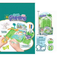 Набір для творчості 817 флоксова фігурка тварини 3 кольорові фломастери бокс-ванночка щіточка на листі