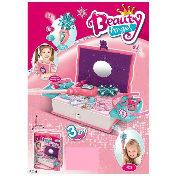 Набор украшений KL 7528 7528 A бусы браслет кольца обруч органайзер волшебная палочка подсветка звук заколка расческа в короб