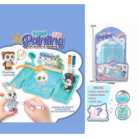 Набір для творчості 818 флоксова фігурка тварини 3 кольорові фломастери бокс-ванночка щіточка на листі