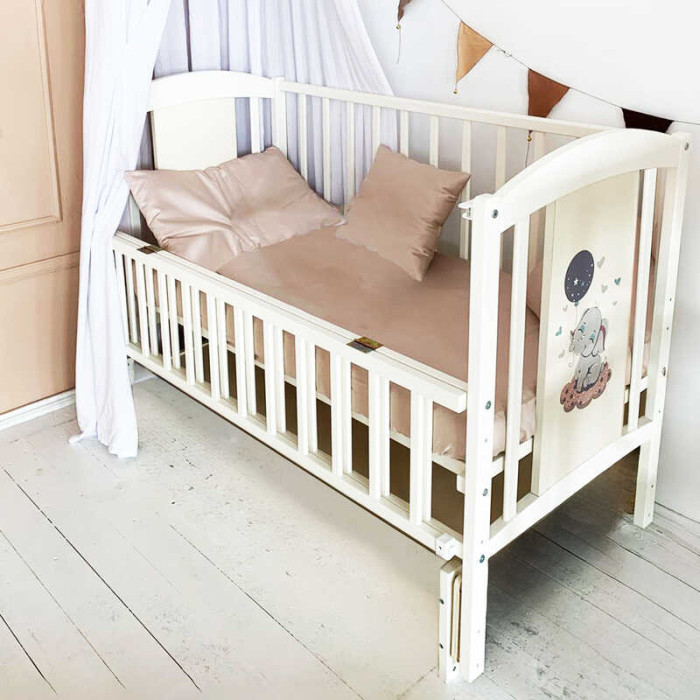 Ліжечко дитяче ЛІЛІ-2 Слоник шарнір-підшибник з відкидною боковиною