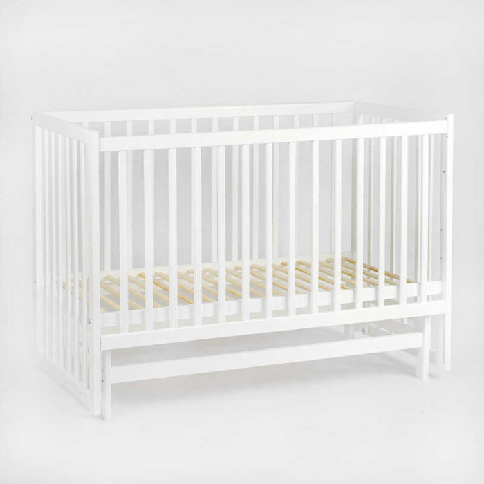 Ліжечко дитяче Софія-2 - шарнір-підшипник з опускною боковиною біла палочка