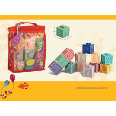 Дитячі сенсорні кубики 9988 E 12 штук в сумці геометричні фігури математичні знаки