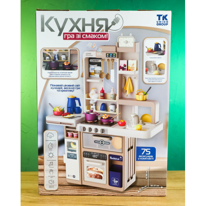 Кухня Гра зі смаком TK-49081 TK Group 75 елементів висота - 93 см світло звук мелодії пара помпова подача води аксесуари у коробці TK Group