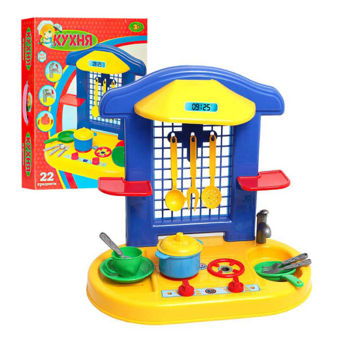 Кухня №2 2117 Technok Toys сковорода 2 тарелки 2 чашки столовые приборы плита раковина полки Technok Toys