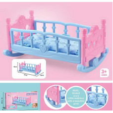 Ліжко для ляльки CS 8882 гойдалка з подушкою та ковдрою в коробці 37 см