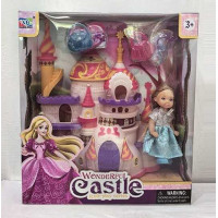 Замок з лялькою KDL 53 висота ляльки: 10 см шарнірні з'єднання знімна сукня аксесуари розмір замка: 14х19 відчиняються дверцята в коробці