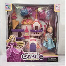 Замок з лялькою KDL 53 висота ляльки: 10 см шарнірні з'єднання знімна сукня аксесуари розмір замка: 14х19 відчиняються дверцята в коробці