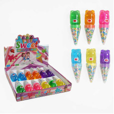 Лизун C 68869 ЦІНА ЗА 12 ШТУК В БЛОЦІ глітер пінопластові кульки