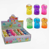 Лизун C 68857 ЦІНА ЗА 24 ШТУКИ В БЛОЦІ глітер пінопластові кульки