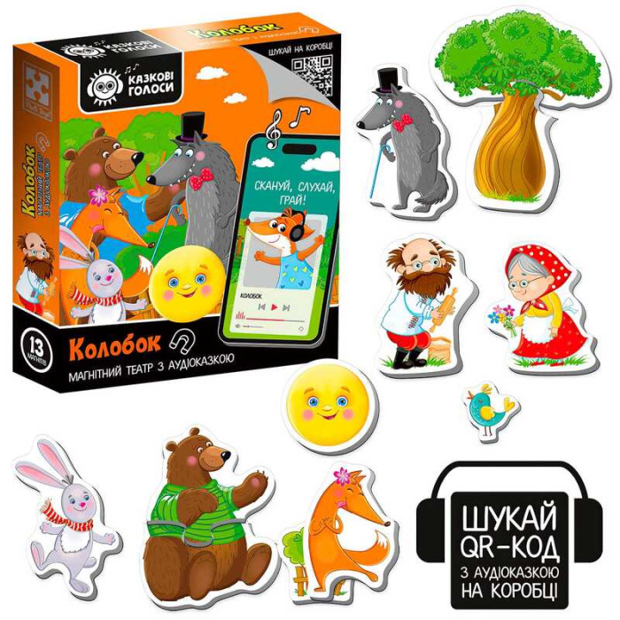 Гра розвиваюча Магнітний театр з аудіоказкою Казкові голоси Колобок 3206-38 Vladi Toys Vladi Toys