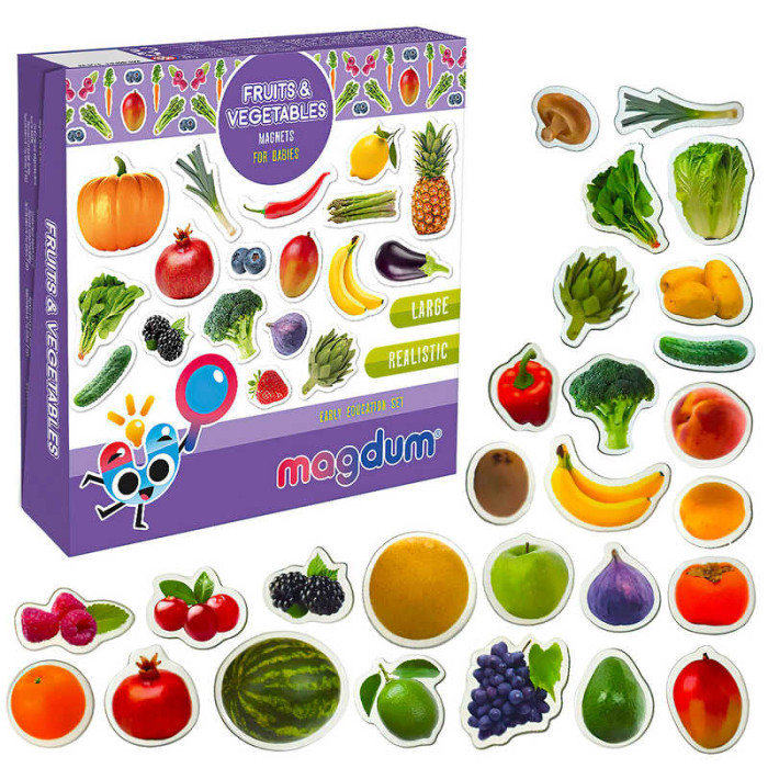 Набір магнітів ML4031-15 EN Fruits and vegetables (33) Magdum англ мова в коробці