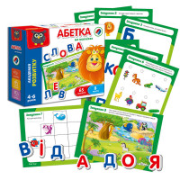 Гра настільна Абетка на магнітах укр - VT5411-03 Vladi Toys 64 магнітні букви 8 карток із завданнями на українській мові