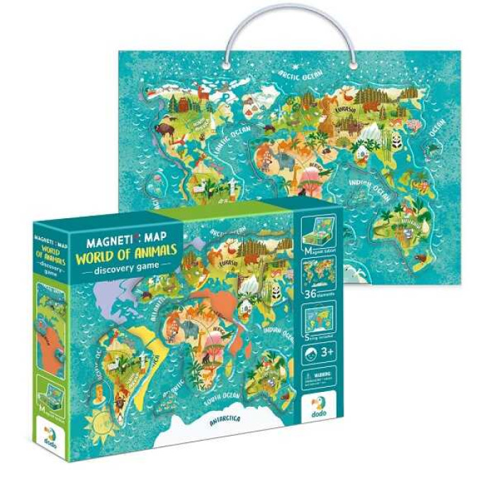 Магнитная карта мира: Животные 200267 DoDo 36 элементов магнитная доска Dodo