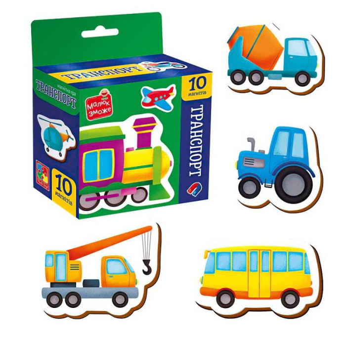Набор магнитов Транспорт VT3106-35 Vladi Toys 10 магнитов в коробке
