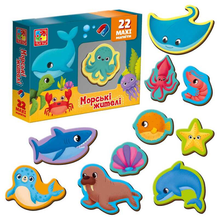Набір магнітів Морські мешканці українською Vladi Toys VT 3106-27 Vladi Toys