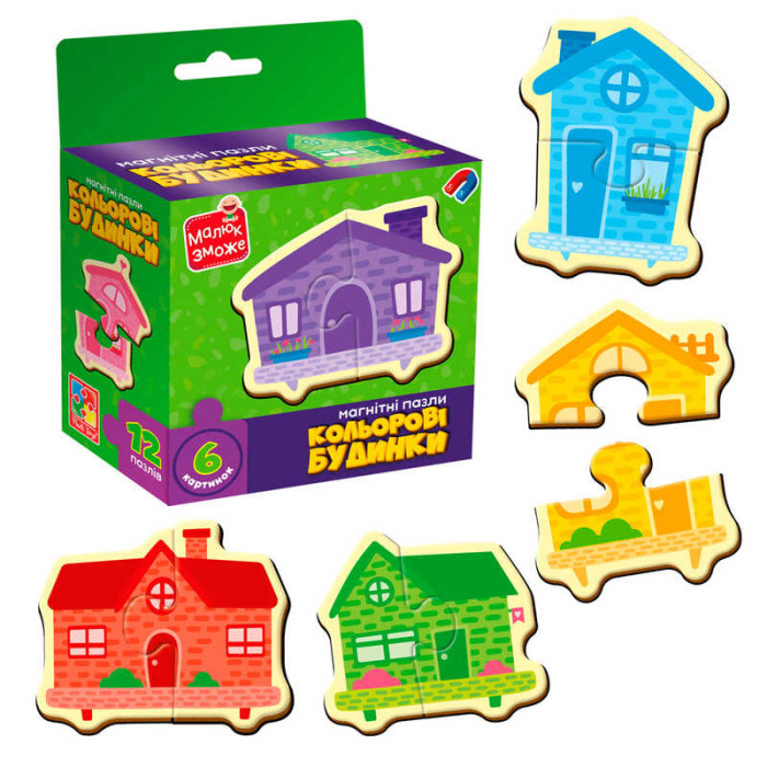 Магнітні пазли Кольорові будинки VT1733-03 Vladi Toys 6 картинок
