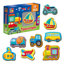 Набір магнітів Транспорт VT 3106-26 укр (12) Vladi Toys 17 елементів в коробці