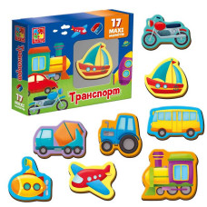 Набір магнітів Транспорт VT 3106-26 укр (12) Vladi Toys 17 елементів в коробці