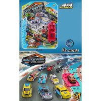 Набір машин 24618 10 штук металопластик механічний запускач на листі