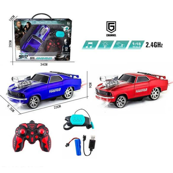 Машинка на радіокеруванні 12066-3 пульт 24 GHz сенсорний браслет акумулятор USB-кабель масштаб 1:18 підсвічування звуки режим демонстрації беззвучний режим