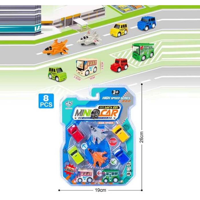 Набір машин 898 E-101 інерція 8 машинок в слюді