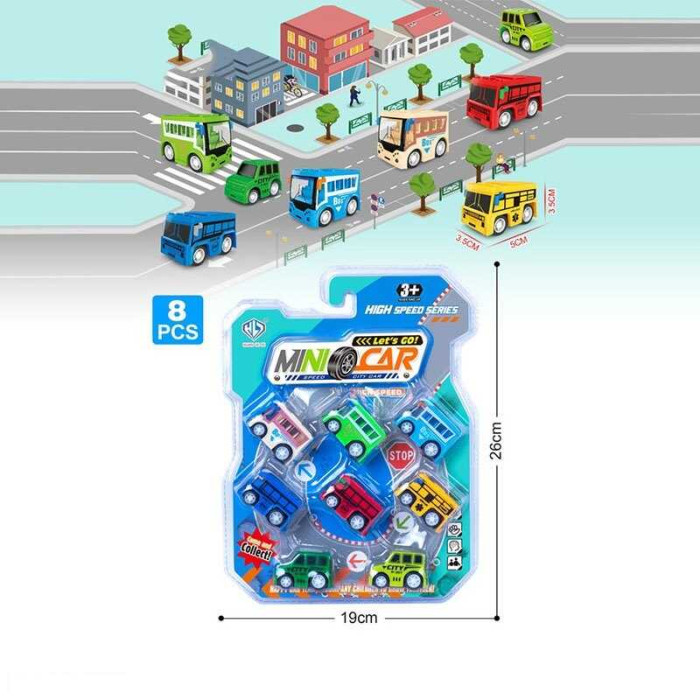 Набор машин 898 E-99 инерция 8 машинок в слюде