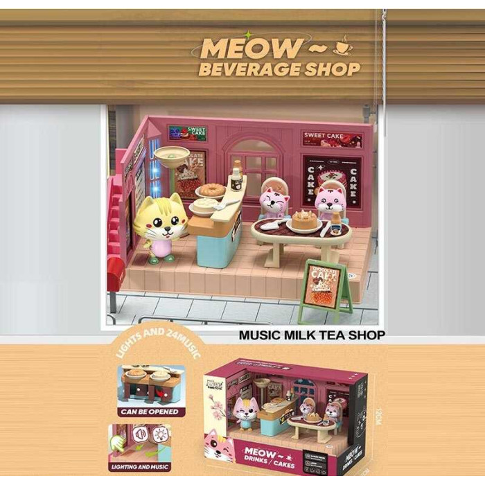 Набір меблів HY 109 A1 “Кафе” підсвічування мелодії фігурки тварин муляжі меблів харчових продуктів посуду