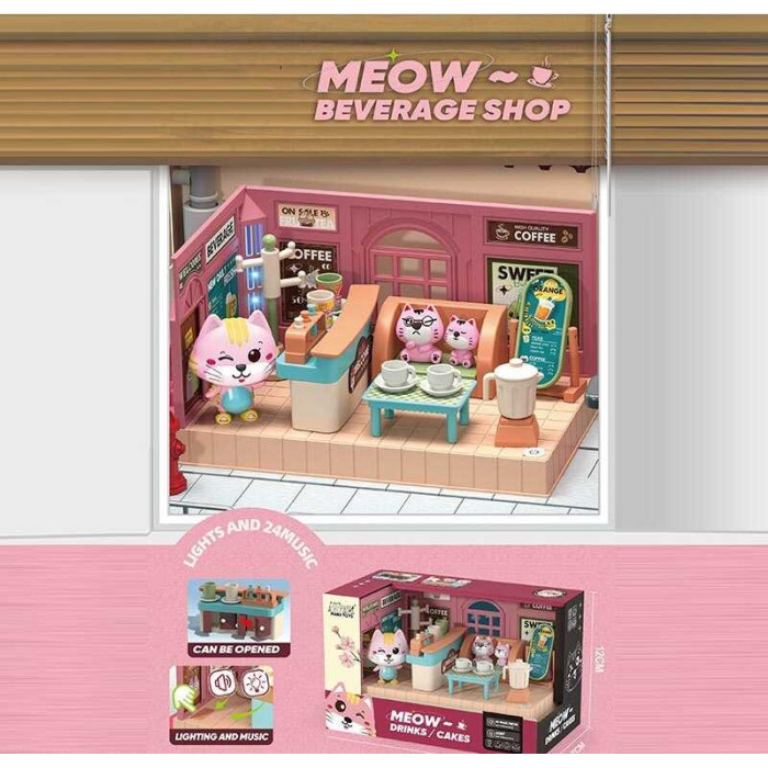 Набір меблів HY 109 A2 “Кав'ярня” підсвічування мелодії фігурки тварин муляжі меблів посуду