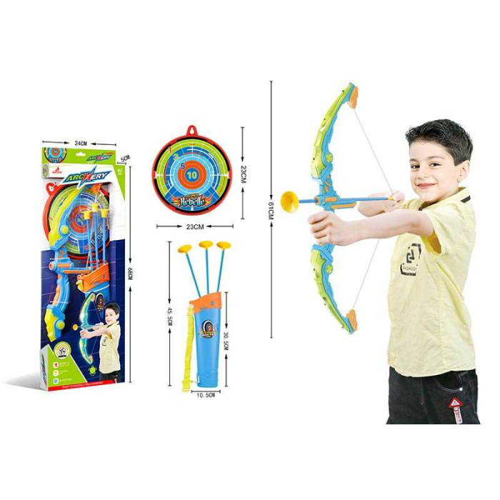 Лук 6043 довжина 61 см підсвічування футляр для стріл мішень 3 стріли з присосками в коробці