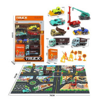 Набір машин KX 09-8 металопластик 8 шт будівельна техніка декорації карта з вулицями