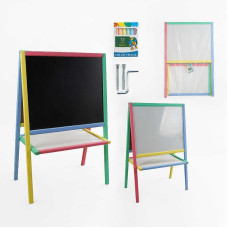 Мольберт 15625 маленький - кольоровий 54х35х82 см двосторонній набір крейди в пакеті