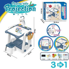 Столик ігровий з проєктором YM 59 підсвічування мелодії маркери губка 3 диски стільчик дошка для малювання в коробці