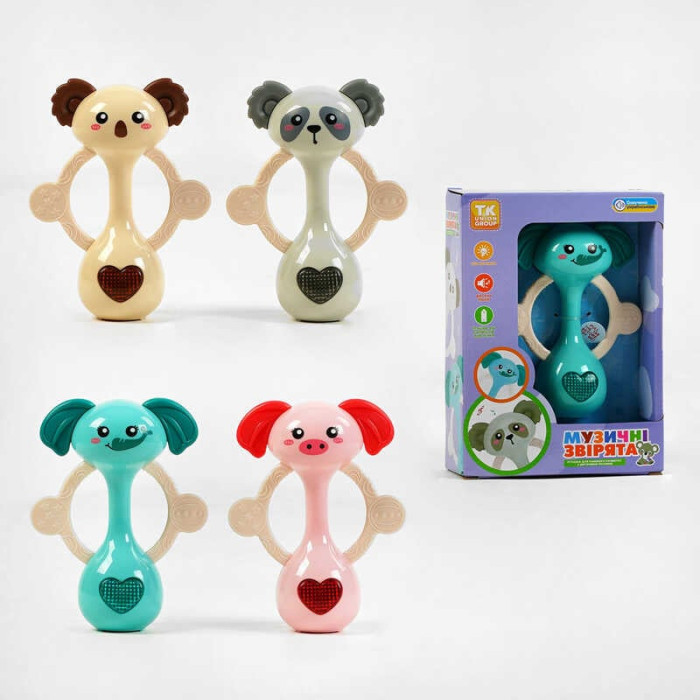 Брязкальце на батарейках “Музичні звірята” TK - 51625 TK Group 4 кольори ОЗВУЧУВАННЯ УКРАЇНСЬКОЮ МОВОЮ пісні підсвічування МІКС TK Group