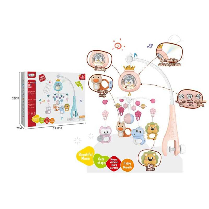 Карусель музична 368-6 R мелодії звуки підсвічування проєкція таймер вимкнення пульт в коробці