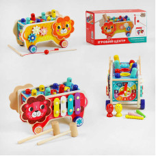 Ігровий центр 55202 4FUN Game Club Wood Лев ксилофон магнітна риболовля стукалка шестерні годинник 4FUN Game Club Wood